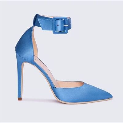 Scarpe con tacco realizzate in materiale riciclato e microlite.VALENTINA BLUE