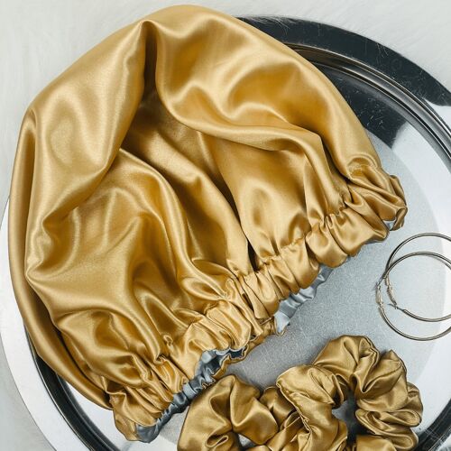 Gold & Silver Satin Bonnet - Standard Bonnet - Adults