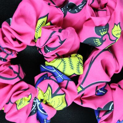 Haargummis mit Ankara-Print in Royal Pink - Klein