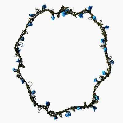 Blaue gehäkelte Halskette / Stirnband