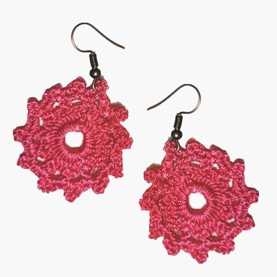 Boucle d'oreille au crochet - Fuchsia