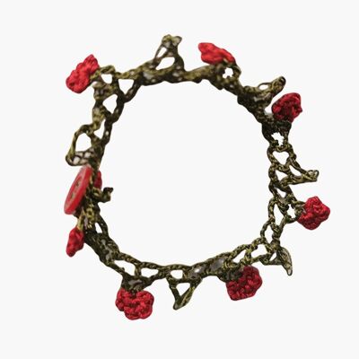 Bracciale all'uncinetto - verde e rosso