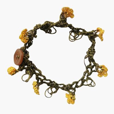 Bracciale all'uncinetto - verde e giallo