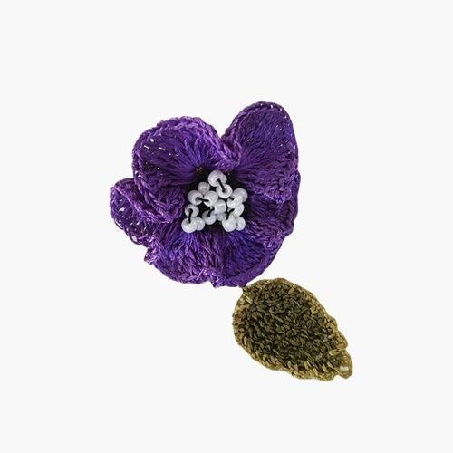 Crochet Poppy Brooch - Purple