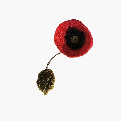 Crochet Poppy brooch - Red