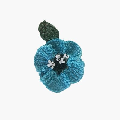 Crochet Poppy Brooch - Light Blue
