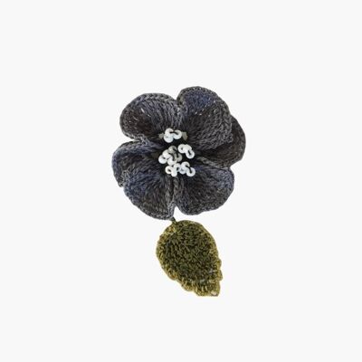 Crochet Poppy Brooch - Grey