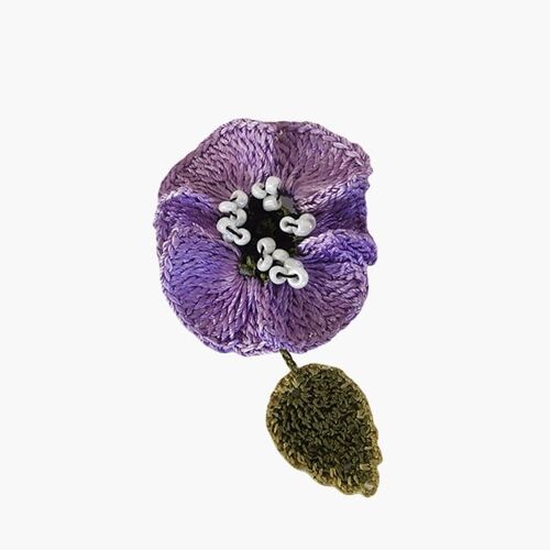 Crochet Poppy Brooch - Lilac