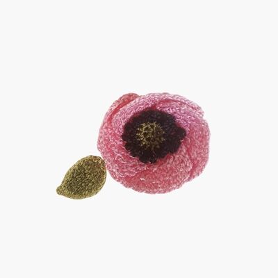 Broche Coquelicot Crochet - Rose