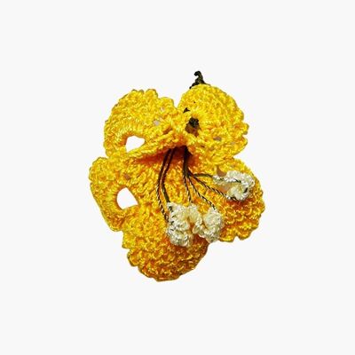 Gehäkelte Blumenbroschen - Gelb