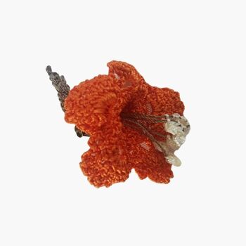 Broches fleur au crochet - Orange