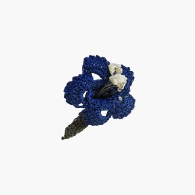 Gehäkelte Blumenbroschen - Blau