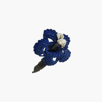 Broches fleur au crochet - Bleu