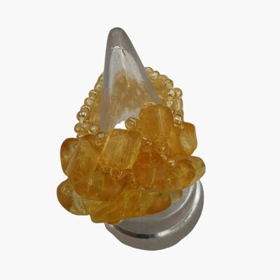 Crystal elasticated Ring - Citrine