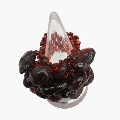 Crystal elasticated Ring - Garnet