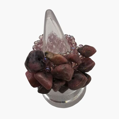 Crystal elasticated Ring - Lepidolite