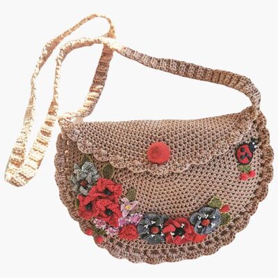 Crochet floral handbag
