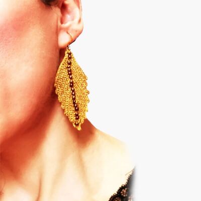 Gold metallic crochet earrings