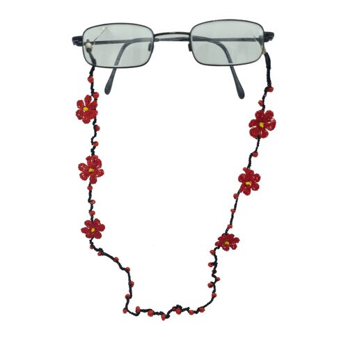 Green glasses lanyard - Red