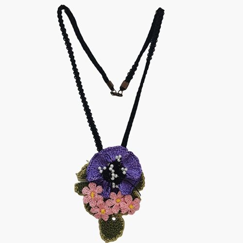 Purple crochet Emma Thomson necklace - purple
