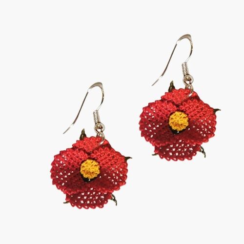 Needle Lace Poppy Earrings