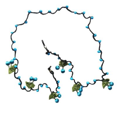 Crochet cherry glasses lanyard - Blue