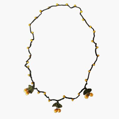 Yellow cherry necklace - yellow