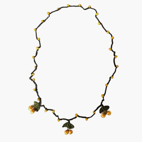 Yellow cherry necklace - red