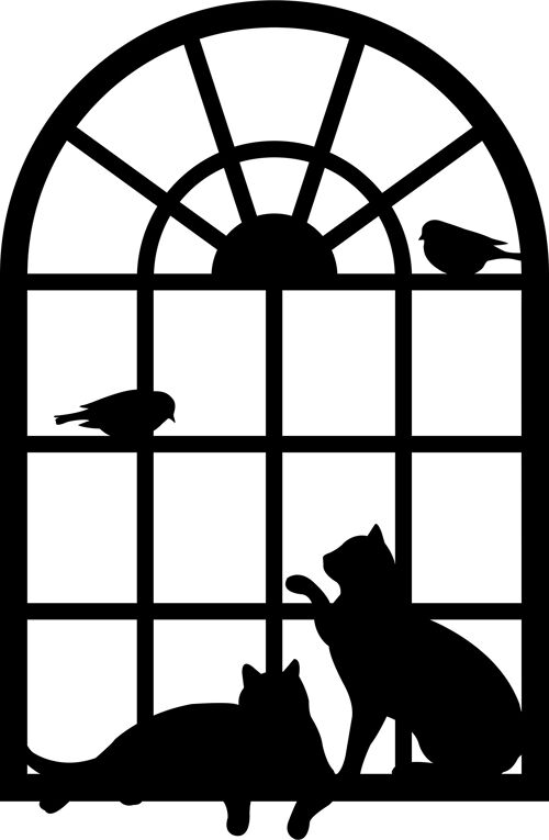 Wandbild "Zwei Katzen und Vögel"