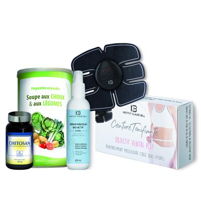 Prgm 1 MOIS PREMIUM VENTRE PLAT : Ceinture ventre plat + Slimbell L. 200ML + CHITOSAN 60 gélules + SOUPE CHOUX MINCEUR 250gr