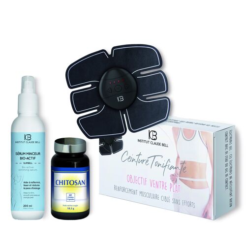 Prgm 1 MOIS VENTRE PLAT : Ceinture ventre plat + Slimbell Lotion BIO ACTIF MINCEUR 200ML + CHITOSAN 60 gélules