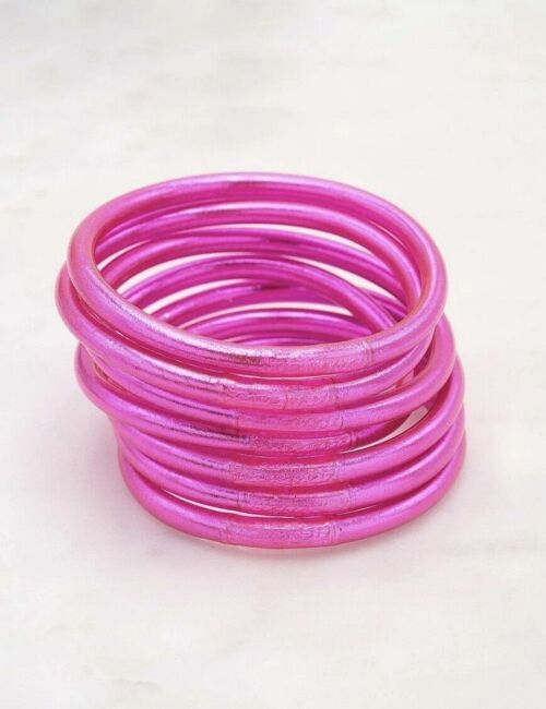 Jonc Bouddhiste épais avec mantra taille S - Fuchsia