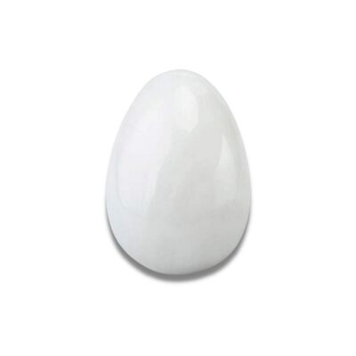 Uovo Yoni di giada bianca (con cordino) - Medio