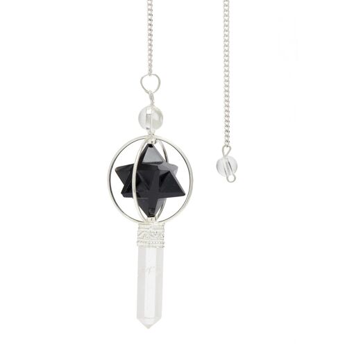 Pendule Merkabah en Obsidienne Noire