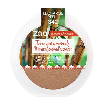 ZAO Recharge Poudre cuite minérale 342 Caramel cuivré* bio & vegan 1