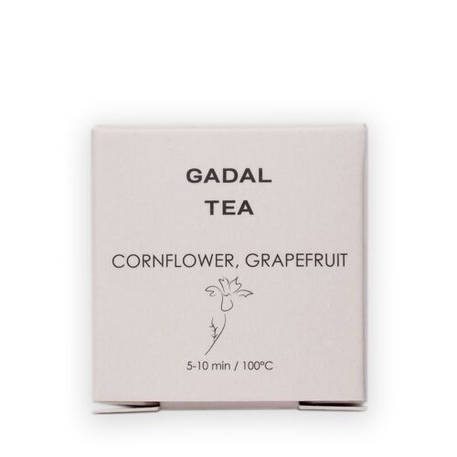 Cornflower-Grapefruit CERTIFIED ORGANIC Tea, 10 pyramids individually packed