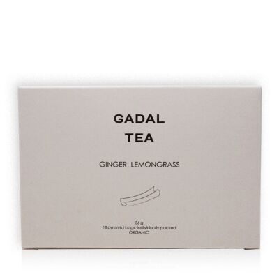 Ginger-Lemongrass CERTIFIED ORGANIC Tea, 18 pyramids individually packed