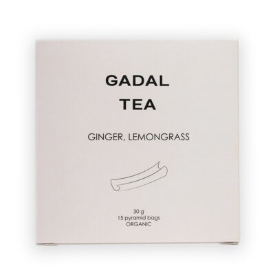 Ginger-Lemongrass CERTIFIED ORGANIC Tea, 15 pyramids