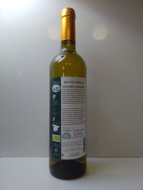 Organic White Fruity wine- Vibarre -Family wines Biovistabella