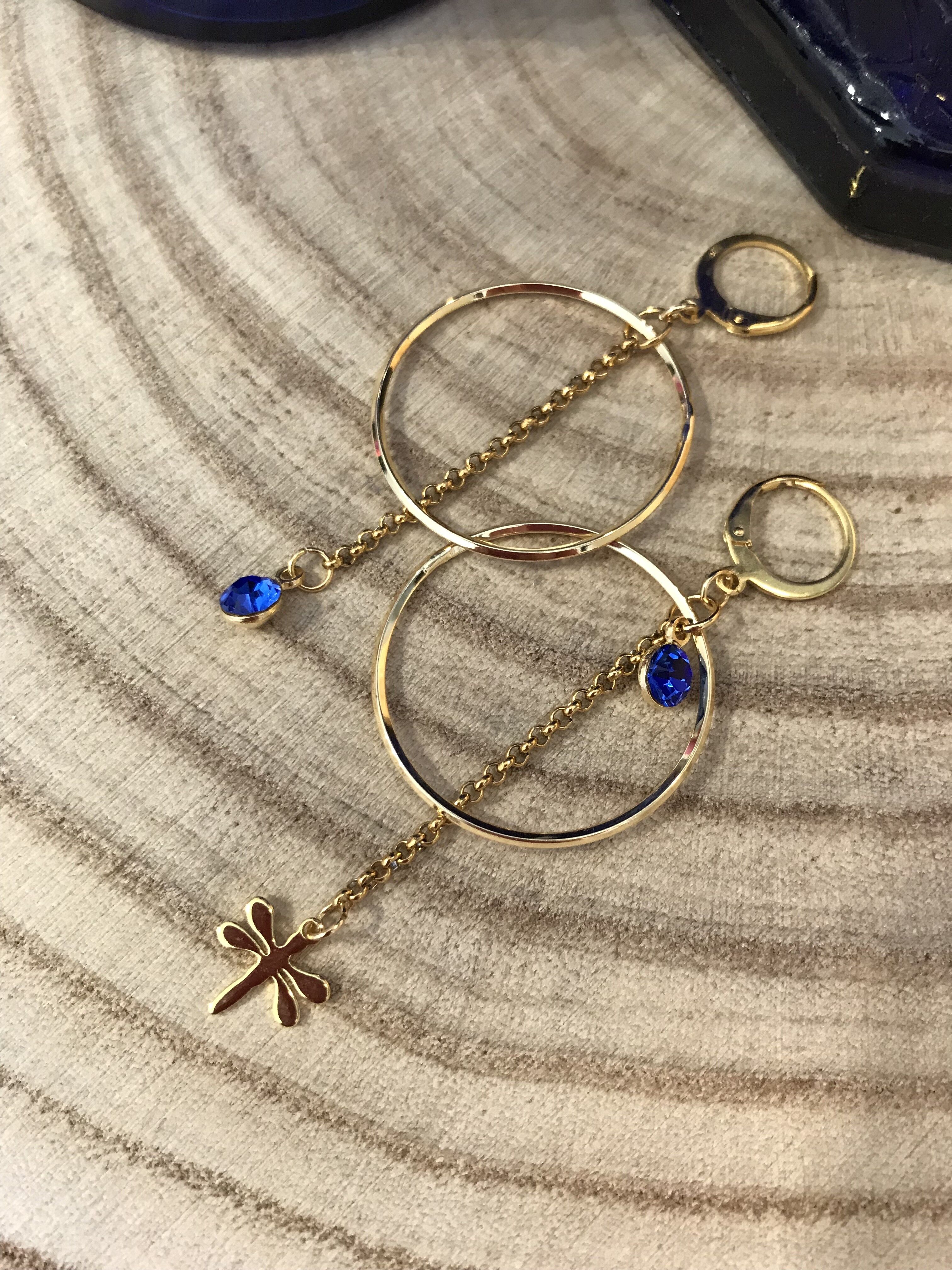 Vergoldete Kreisschwellen, Libellen und Swarovski-Strasssteine