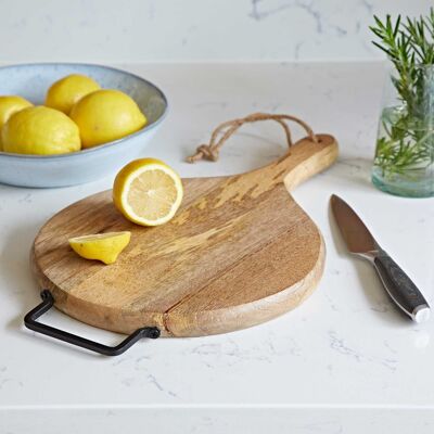 Small Rustic Mango Wood Round Chopping Board