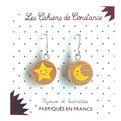 Boucles pendantes Etoile & Lune