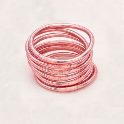 Bracciale rigido buddista spesso con mantra taglia S - Oro rosa