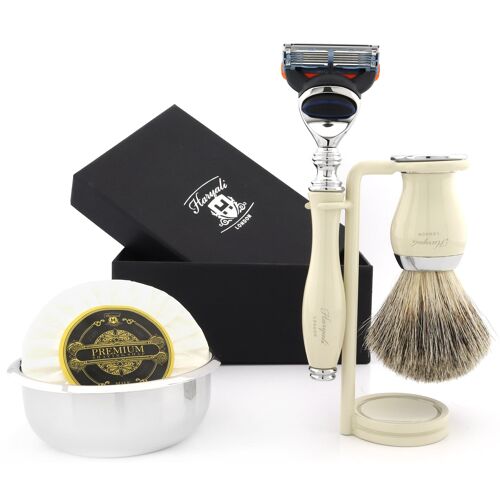 Haryali's Grace 2 Range Shaving Kit - Ivory - Super Badger - 5 Edge Razor