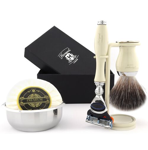 Haryali's Grace 2 Range Shaving Kit - Ivory - Synthetic Black - 5 Edge Razor