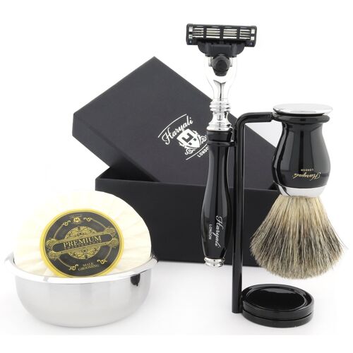 Haryali's Grace 2 Range Shaving Kit - Black - Super Badger - 3 Edge Razor