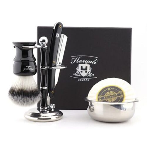 Haryali New Straight Razor Kit - No Customization - Synthetic Silver Tip Hair