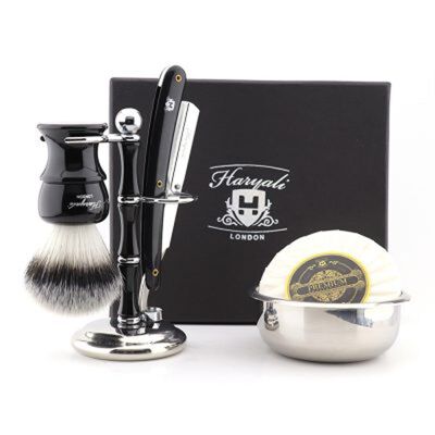 Haryali New Straight Razor Kit - Keine Anpassung - Synthetisches Silberspitzenhaar