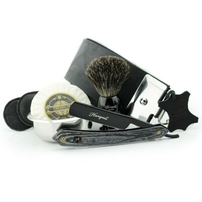 Haryali's Straight Razor Kit - Schwarze Holzfarbe - Keine Anpassung