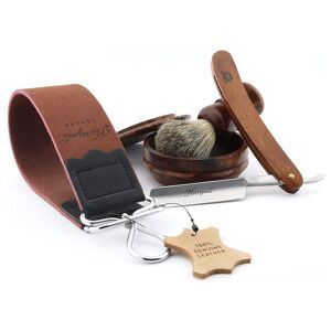 Kit de rasoir droit Haryali - Manche en bois - Aucune personnalisation